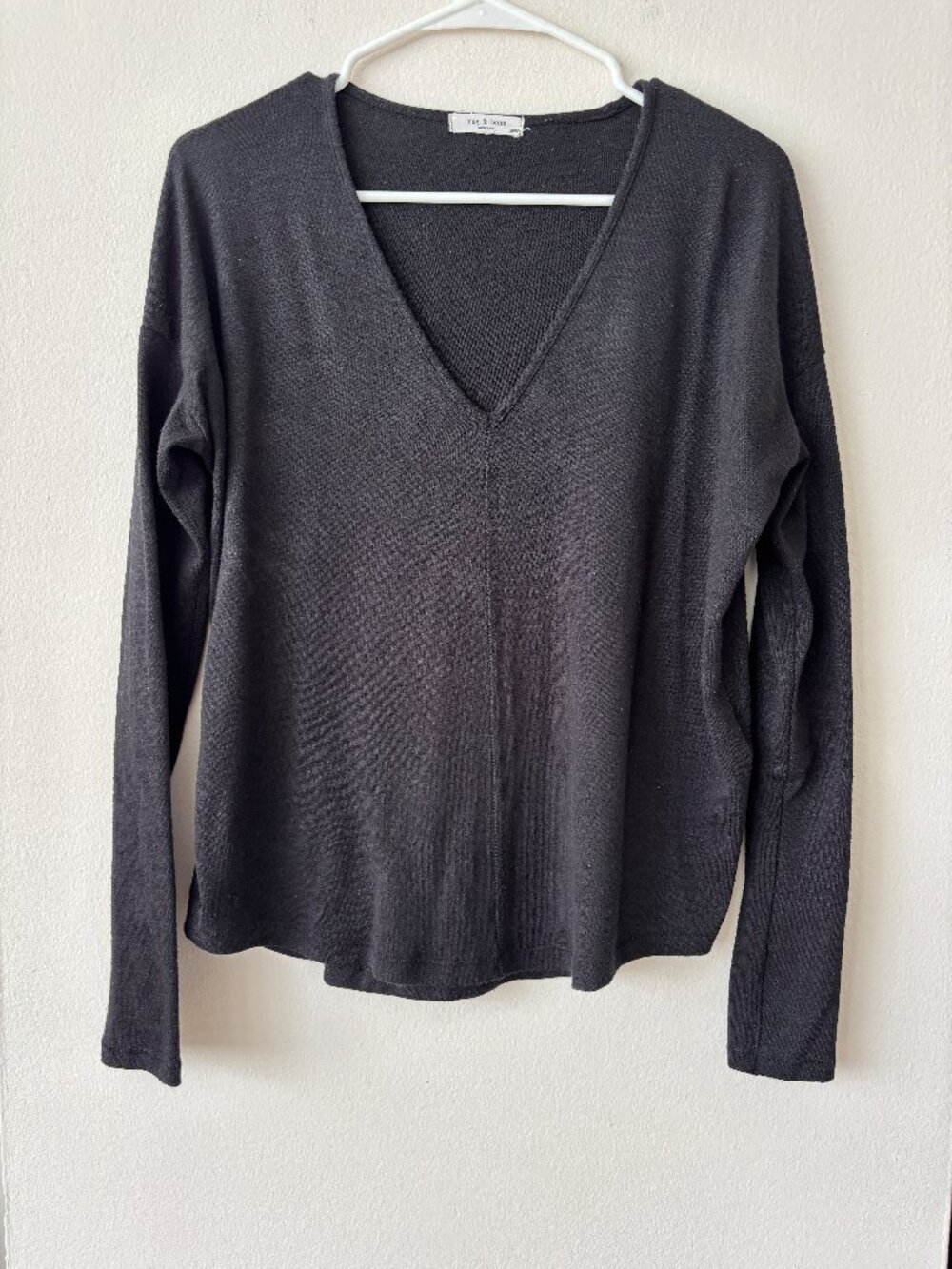 Rag and Bone Black Long Sleeve V-Neck Hudson Top - Size XS